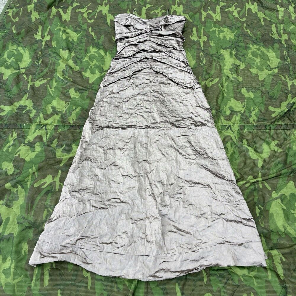 Vintage Nicole Miller Satin Techno Metal Gown 2000’s size 6 Made In USA